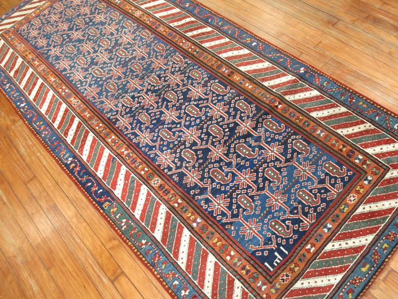 Antique Dated Caucasian Kurdish Shirvan Kuba Talish Gendje Rug Size 4'x8'8'' gallery