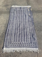 Vintage Traditional Handwoven Blue & White Floral Wool Kilim 6.2×3.4 ft