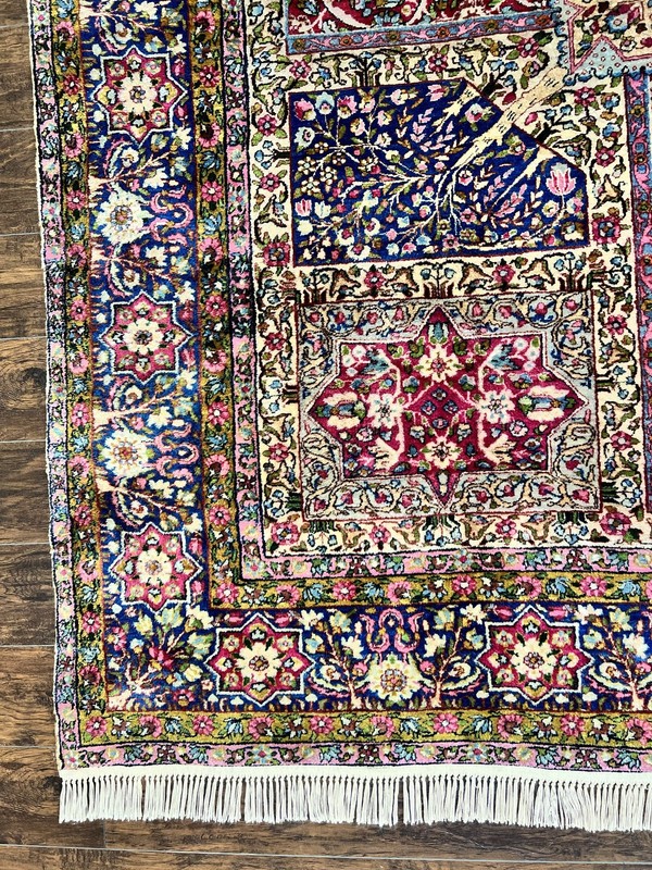 Kirman Lavar Rug 8x9 Antique Carpet Colorful 1920s Handmade Wool Rug 200 KPSI gallery