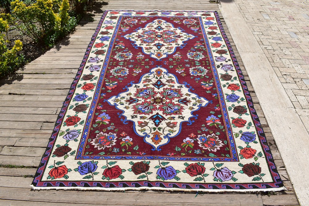 Caucasian Rug 5x10 Handwoven Wool Rug ANTIQUE Vintage Sumak Kilim 176x316cm