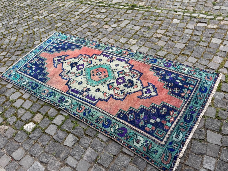 Area rug, Turkish rug, Vintage rug, Handmade rug, Wool rug Carpet | 4,3 x 7,8 ft gallery