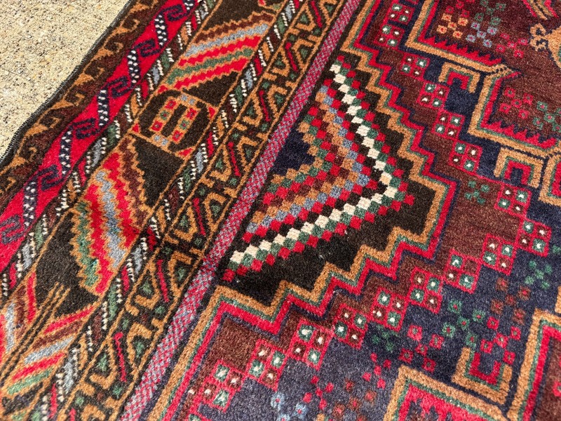 4x6 ANTIQUE ORIENTAL RUG HANDMADE small heriz geometric vintage handwoven 3x5 ft gallery