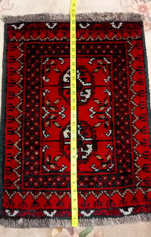 Afghani Hand-Knotted Wool Rug | Traditional Oriental Red Carpet Mat | 2'2 x 1'5 gallery