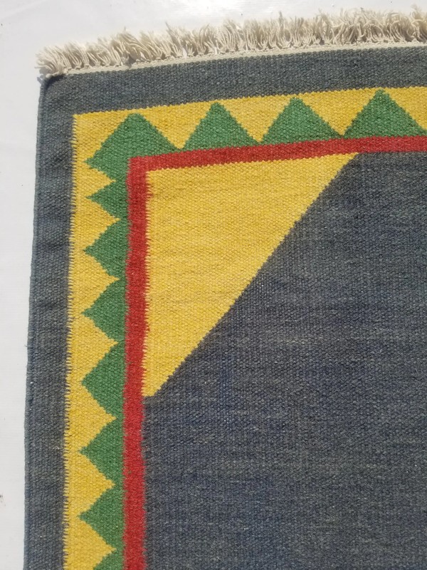 Distressed Vintage Handmade Traditional Geometric Multicolor Kilim Rug 6.2x4.6ft gallery