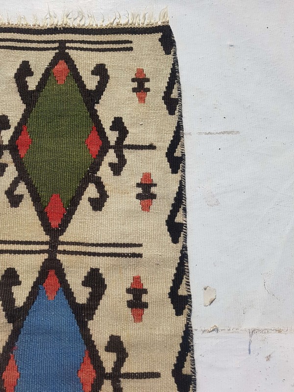 Vintage Handmade Turkish Tribal Wool Kilim Runner Rug Carpet 186x43 cm gallery