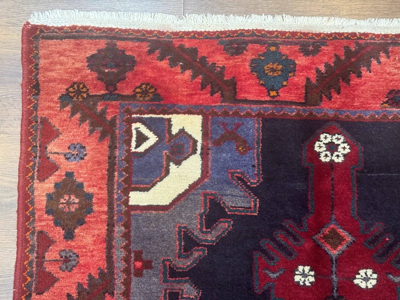 Per'sian Runner Rug 3.6 x 9.5 Geometric Medallions Tribal Village Rug Navy Blue gallery