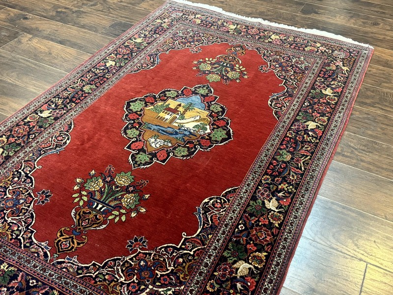 Red Per'sian Rug 4x6 Very Fine 260 KPSI Semi Open Field Wool gallery