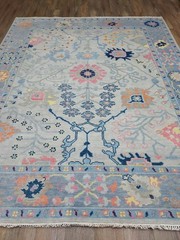 TURKISH OUSHAK RUG.MODERN MULTICOLORED AREA RUG 8×10,HANDMADE BOHEMIAN RUG