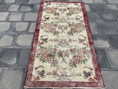 Yellow rug, Turkish rug, Vintage Wool rug, Area rug, Handmade rug, 3.1 x 6.1 ft