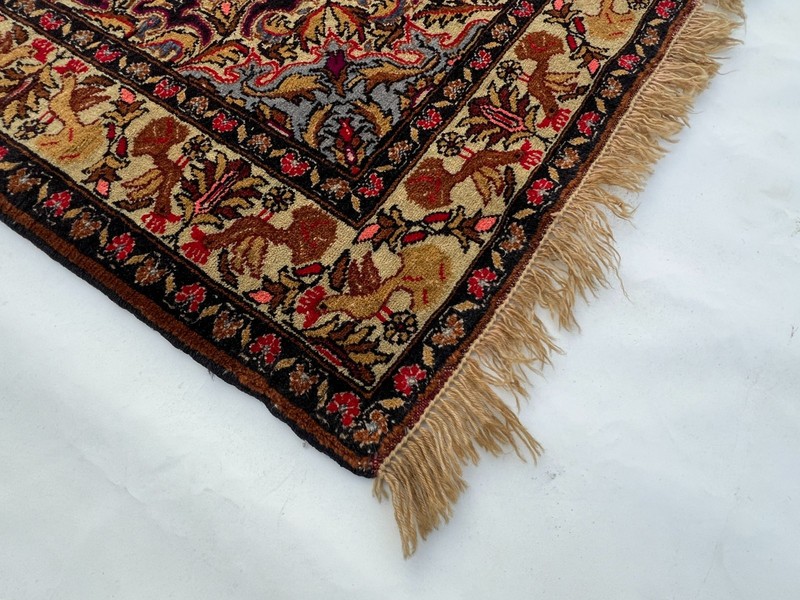 Gorgeous Vintage Stunning Shikargha Pictorial Hunting Scene Wall Hang Carpet gallery