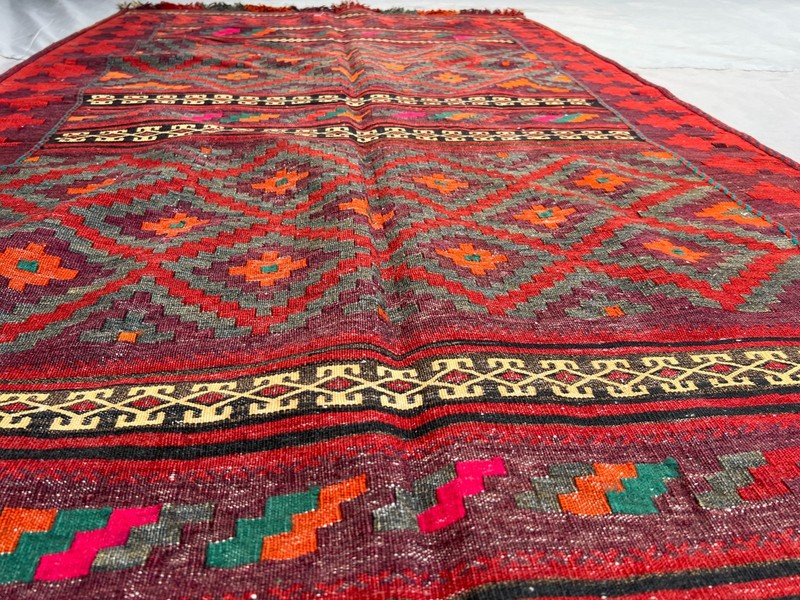 4'3x9'5 ft Afghan Kilim Rug Handwoven Vintage Tribal Baluchi Flat Weave Carpet gallery