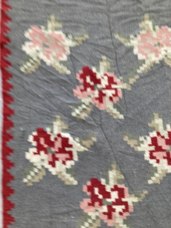 Vintage Traditional Handmade Bessarabian Romanian Wool Kilim Floor Rug 245x74 cm gallery