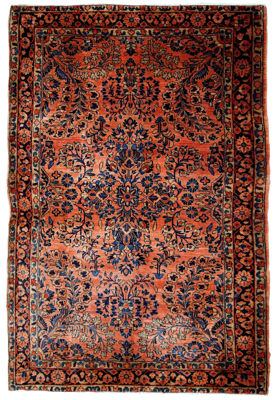 Handmade Oriental Rug 97x161cm Red Floral Wool 1920s Vintage gallery
