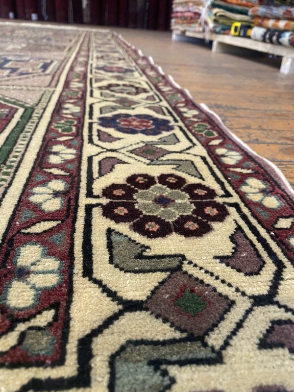 Beautiful 1930-1939s Antique Wool Pile Natural Dyes Bunyan Rug 6’5”x9’8” gallery