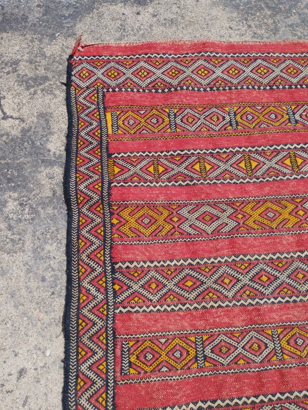 Vintage Traditional Oriental Turkish Multicolor Wool Kilim Rug Carpet 132x171 cm gallery