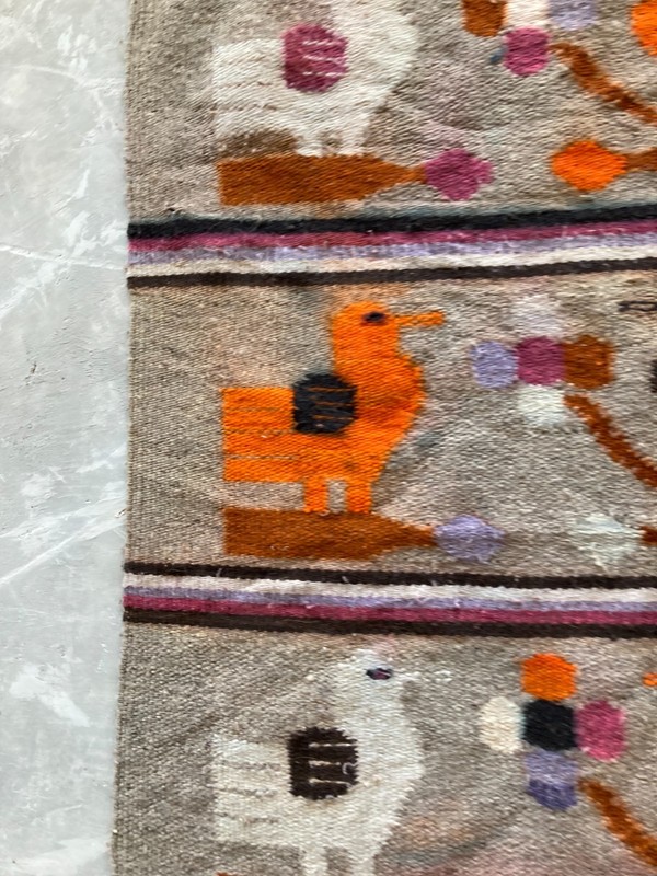 Vintage Handmade Mexican Multicolor Kilim Rug Carpet 149X66 cm gallery