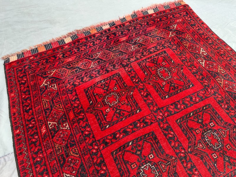3'2x6'8 ft Antique Turkmen Ersari Rug Hand Knotted Low Pile Tribal Wool Carpet gallery