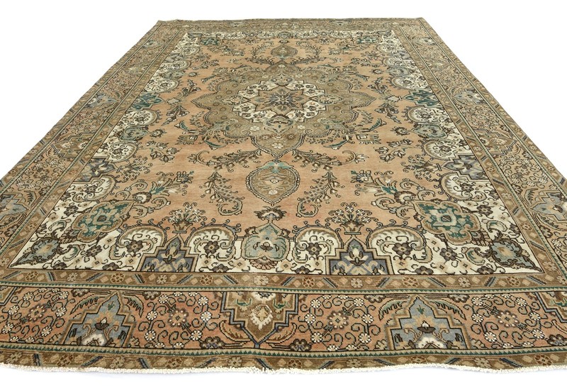 Vintage Floral Traditional Distressed Oriental Rug Muted Carpet 9'8X12'5 ft gallery