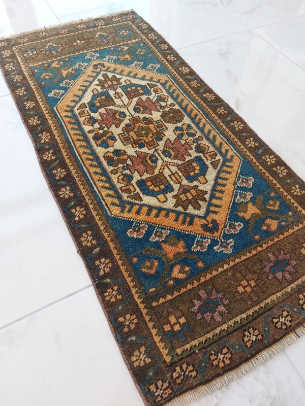 Geometric Flower Bed Rug Antique Handmade Art Rug Home-Office Decor Rug gallery