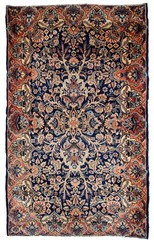 Handmade Oriental Rug 94cm x 158cm Navy Blue Classic Design 1920s