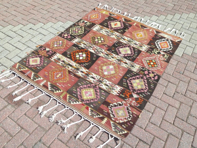 Vintage Oriental Rugs, Turkish Kilim, Carpet, Teppich, Kelim, Wool Tapis 59"x72" gallery