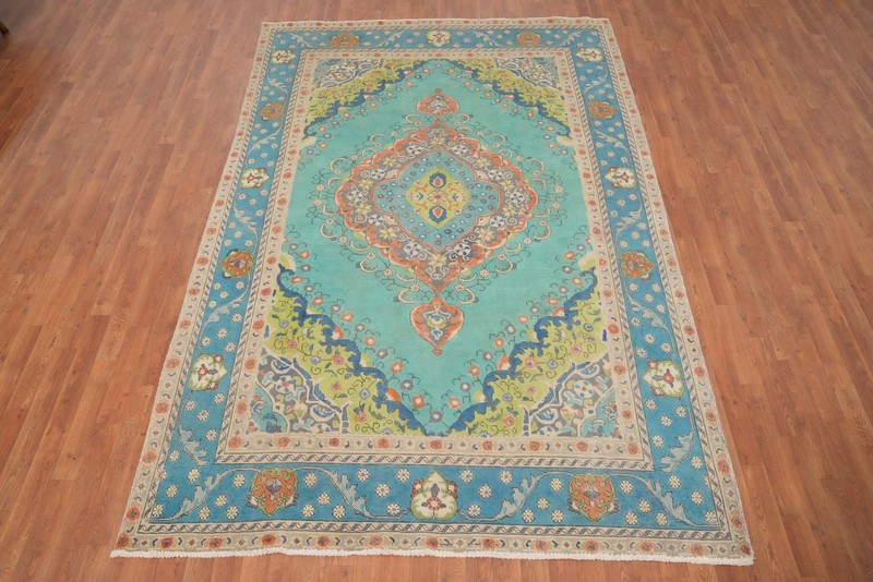 Turquoise Blue Traditional Area Rug 6x10 ft Hand-knotted Wool for Living Room gallery