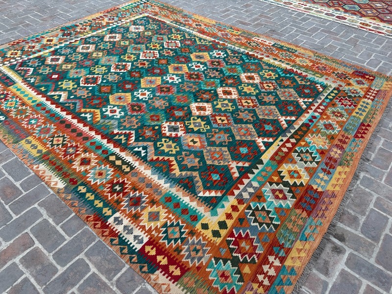 11x13 ft Oriental Afghan Large Turkish Rug Geometric Turkmen Handwoven Wool Rug gallery
