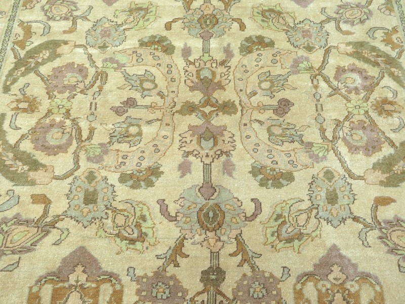 Turkish Large Rug, Handmade Floor Oushak Carpet, Modern Teppiche Tapi 109"x139" gallery