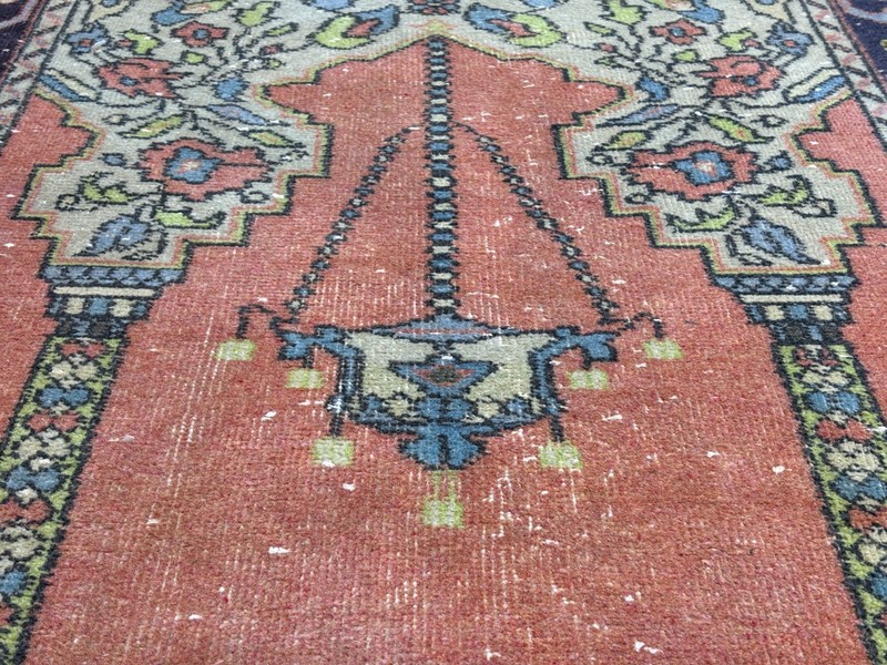 3x5 Terracotta Vintage Turkish Small Area Rug, Hand-Knotted Wool Accent Rug gallery