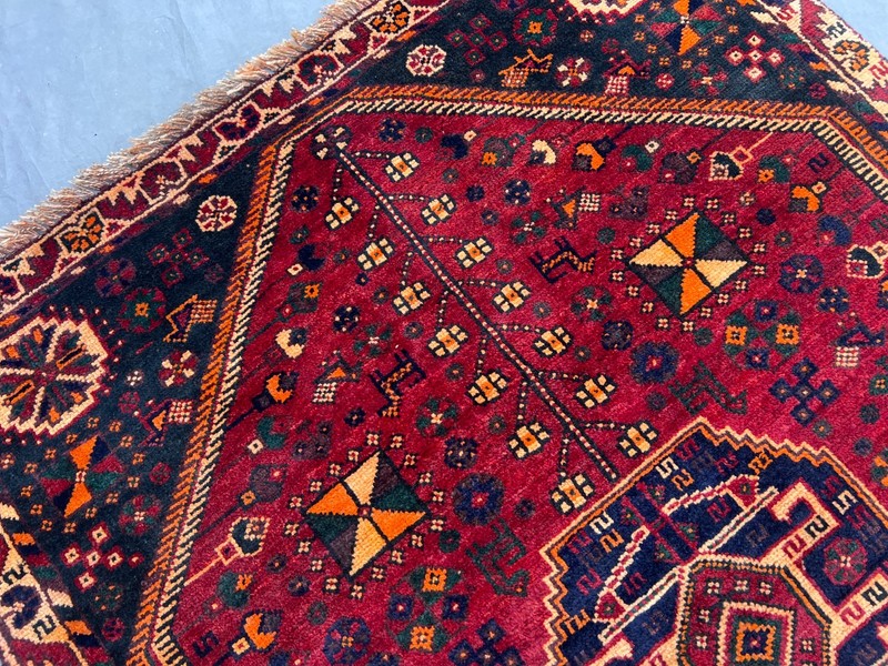 3'6x5'0 Ft Vintage Caucasian Hand Knotted Wool Red Geometric Medallion Area Rug gallery