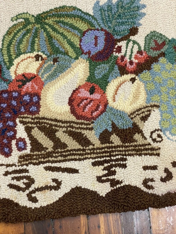 Vintage Hooked Rug, Kitchen Doorway Bedroom Autumn, Gourds, Grapes 34.5 x 24.25 gallery