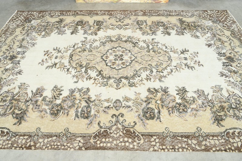 6x9 Turkish Antique Rug Anatolian Hand-Knotted Vintage Oushak Large Carpet,188 gallery