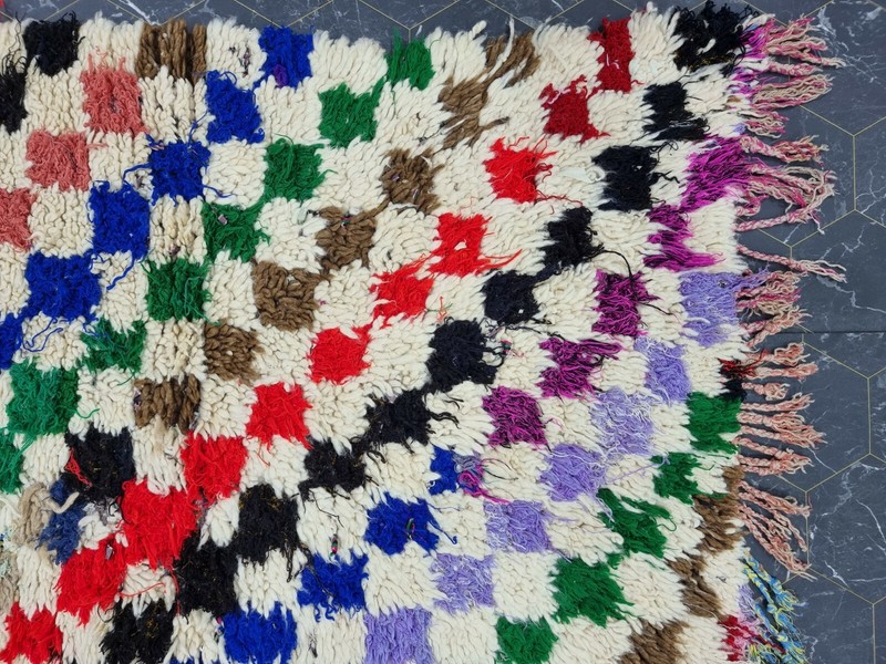Moroccan Handmade Vintage Rug 2'4''x6'4'' Berber Checkered Red Cotton Area Rug . gallery
