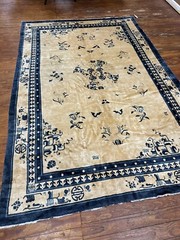 Vintage Antique Chinese Art Deco Oriental Rug Handmade Wool/cotton Floral (116)