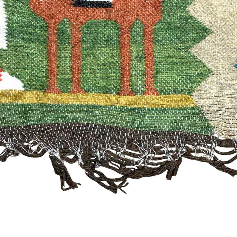 Vintage Native Peruvian Andes Condor Farm Woven Hand Knit Wall Tapestry Rug gallery