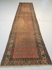Antique Oriental Hand-Knotted Wool Runner Kurdish Malayer Rust 3’2″ x 12’10”
