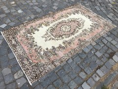 Bohemian Area Rug Handmade Wool Rug Turkish Vintage Traditional Rug 3,7 x 6,5 ft