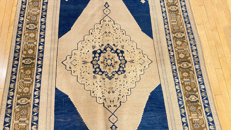 Bohemian Antique Ca1900-1939's Muted Colors, Wool Pile Oushak Area Rug 5’4"×9' gallery