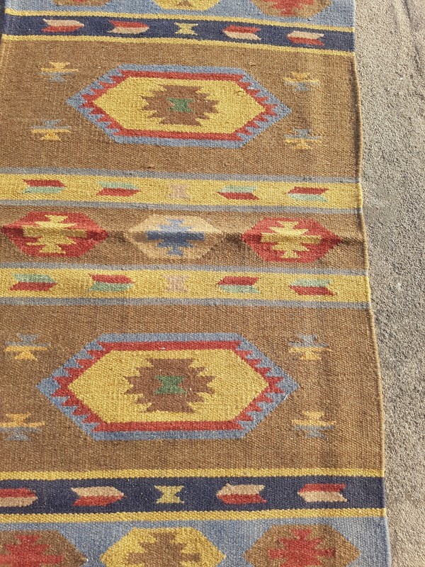 Vintage Traditional Handmade Beautiful Turkish Kilim Floor Rug Carpet 128x59 cm gallery