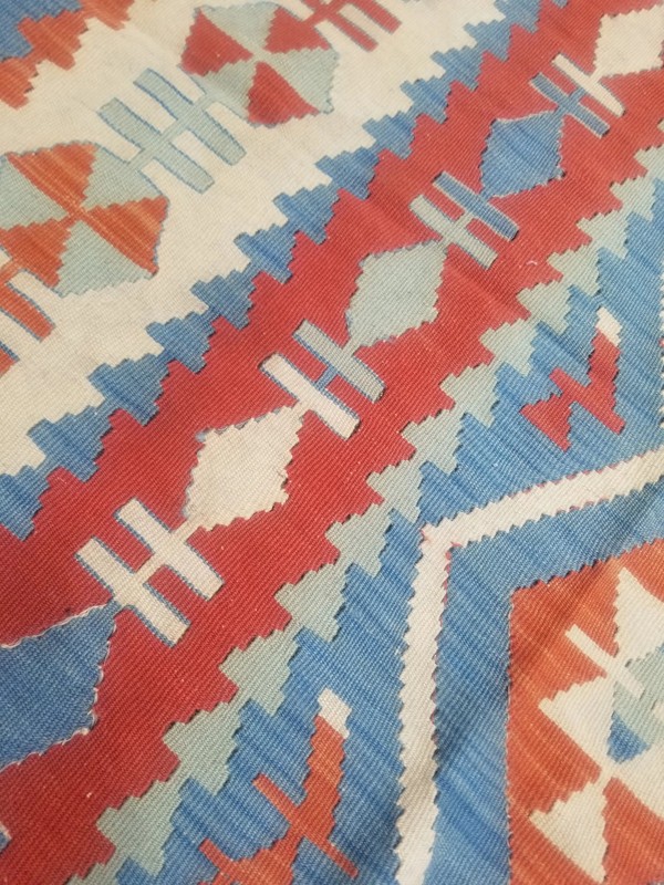 Distressed Fine Vintage Traditional Handmade Turkish Wool Kilim 5.9x3.8 ft gallery