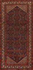 Semi-Antique Navy Blue/ Ivory Wool Malayer Living Room Rug 5×11 Traditional Rug
