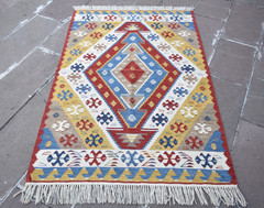 Turkish Rug 43” x 64” Super Fine Flat Weaving Oushak Rug Home Decor Wool Rug