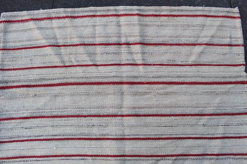 Vintage Tribal Nomadic Hand Made Oriental White Wool Jajim Kilim 131x116cm gallery
