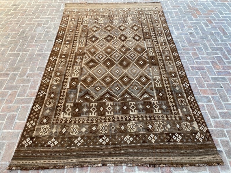 Brown 8.1x13.5ft Handmade Kilim Rug Tribal Geometric Flatweave Large Area Rug gallery