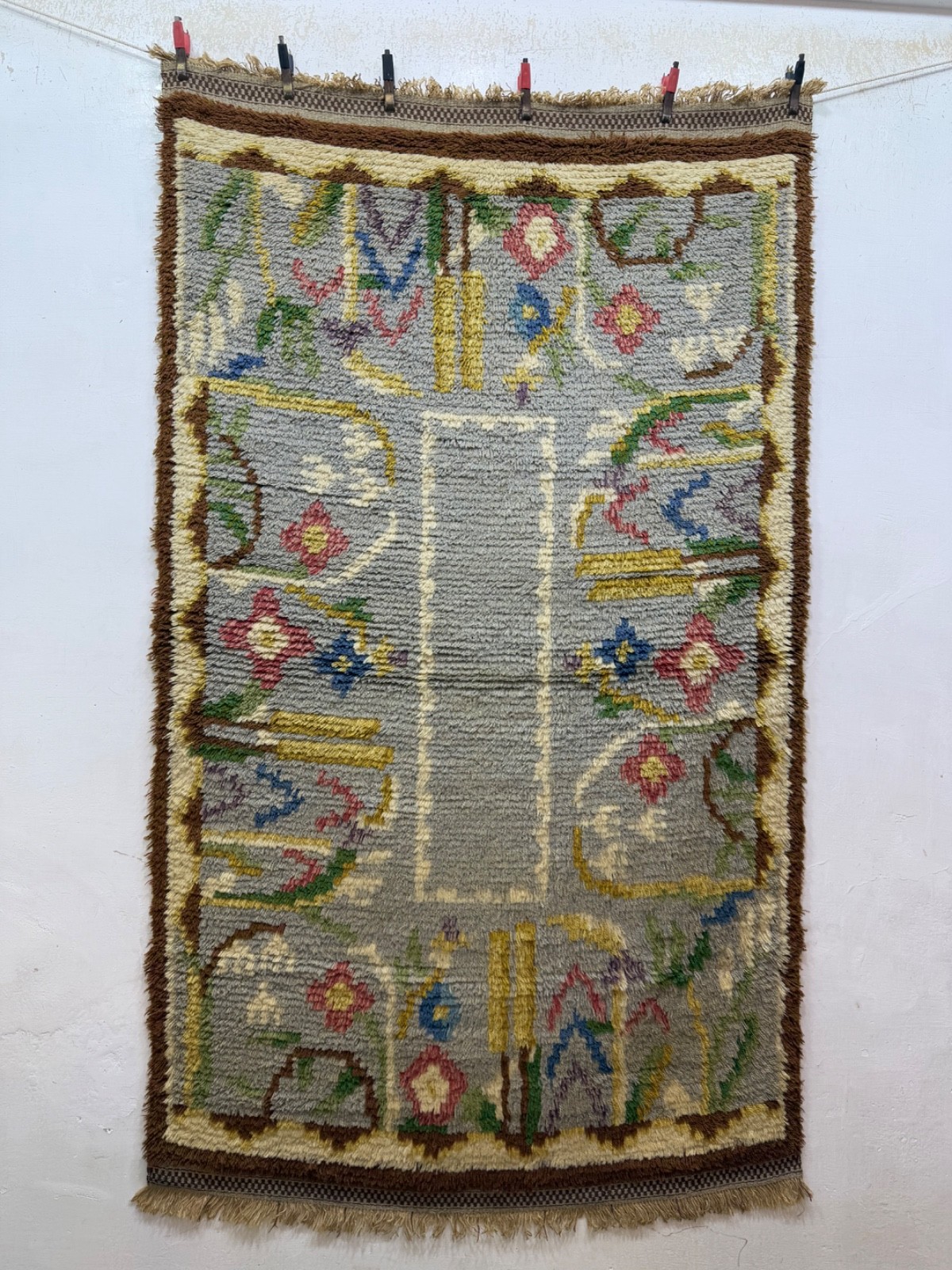 Vintage Beautiful Hand Knotted Swedish Scandinavian Rya Shag Wool Rug Carpet gallery