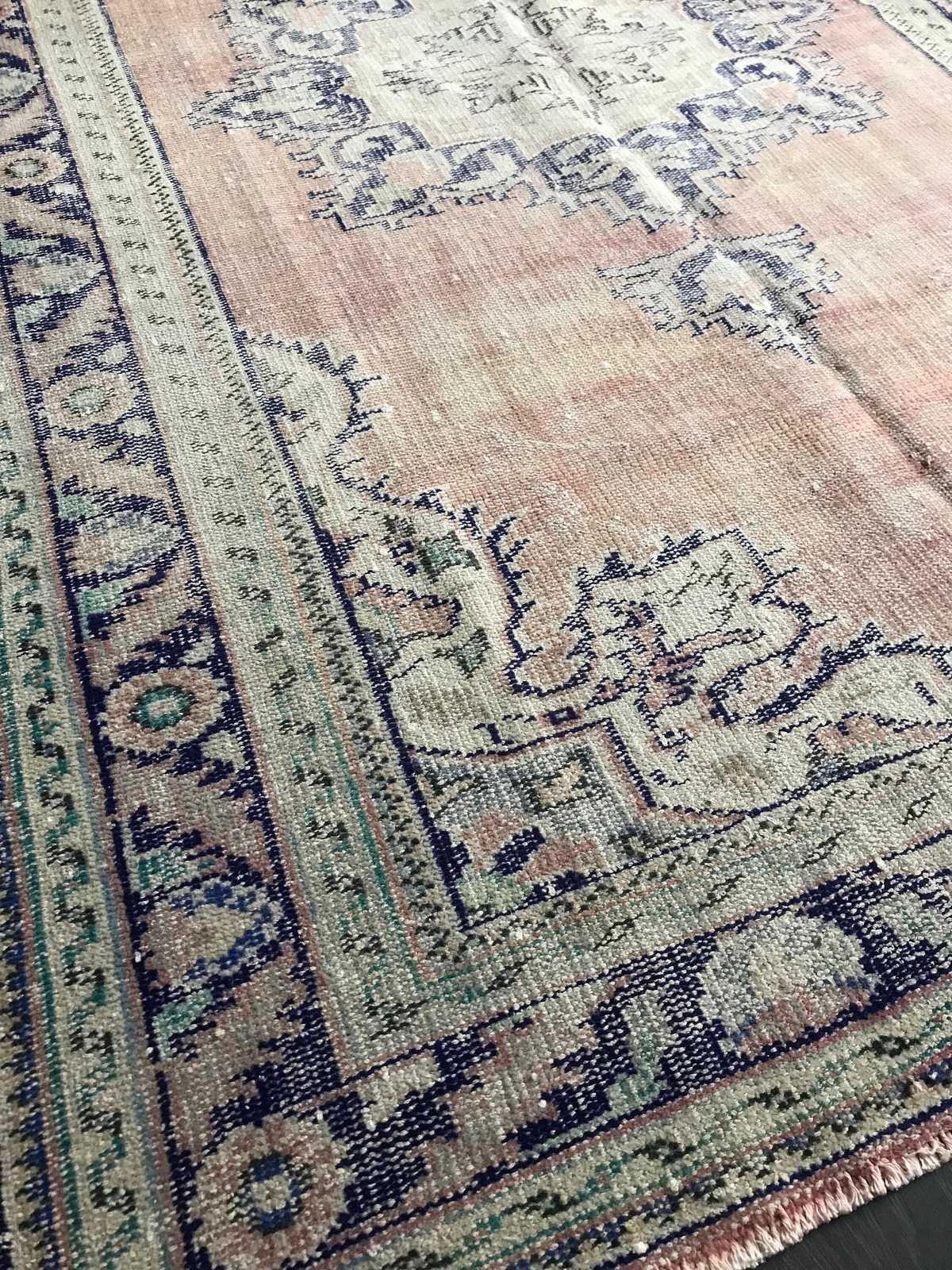 5.6x8.4 Large Vintage Orange Turkish Oushak Wool Rug gallery
