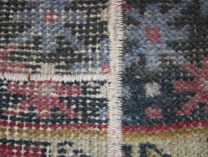 Turkish Patchwork Runner Rug 1.6x8.5 Ft (50x260 cm) Handmade Red Blue Long Hall gallery