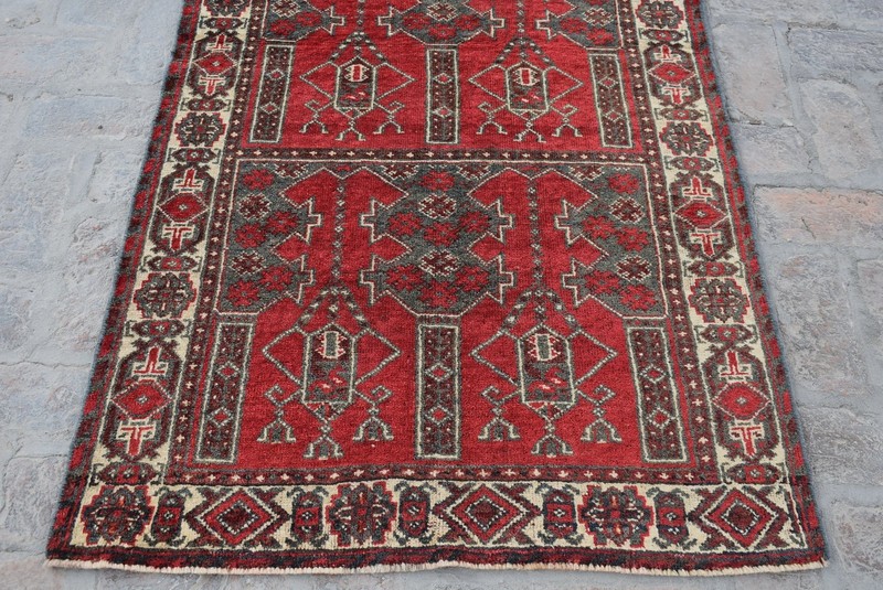 Red Antique Hand Knotted Rug 4x6 Fine Afghan Vintage Rug Oriental Turkmen Carpet gallery