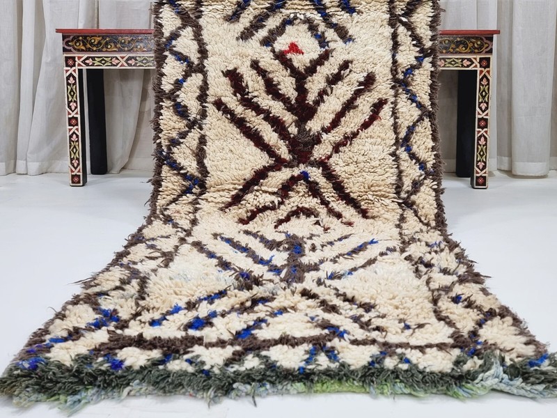 Moroccan Handmade Vintage Rug 3'x7' Berber Abstract Taupe Wool and Cotton Rug gallery