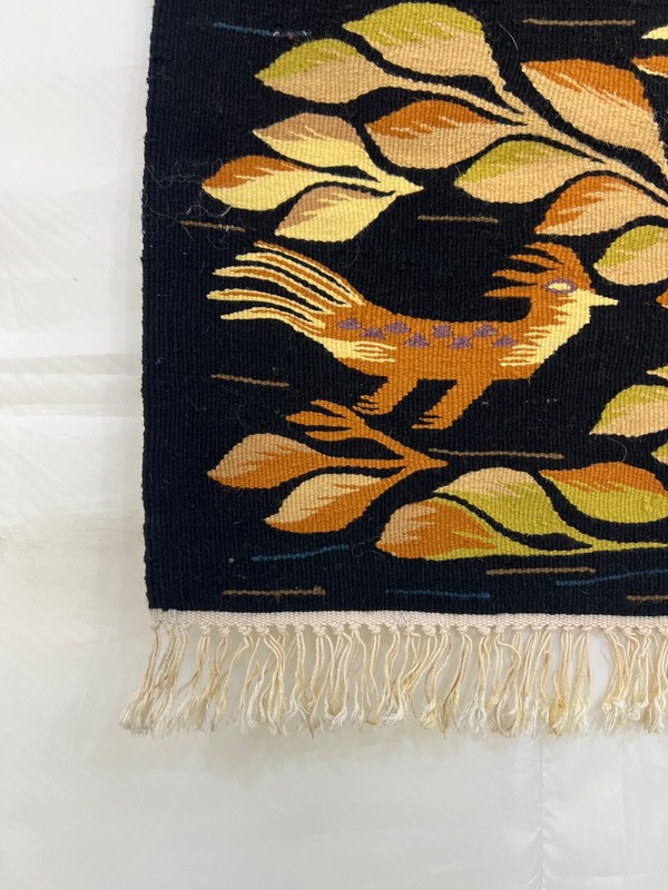 Vintage Swedish Rölakan Rug Wool Tapestry Tree of Life Bird Wall Hanging S140 gallery